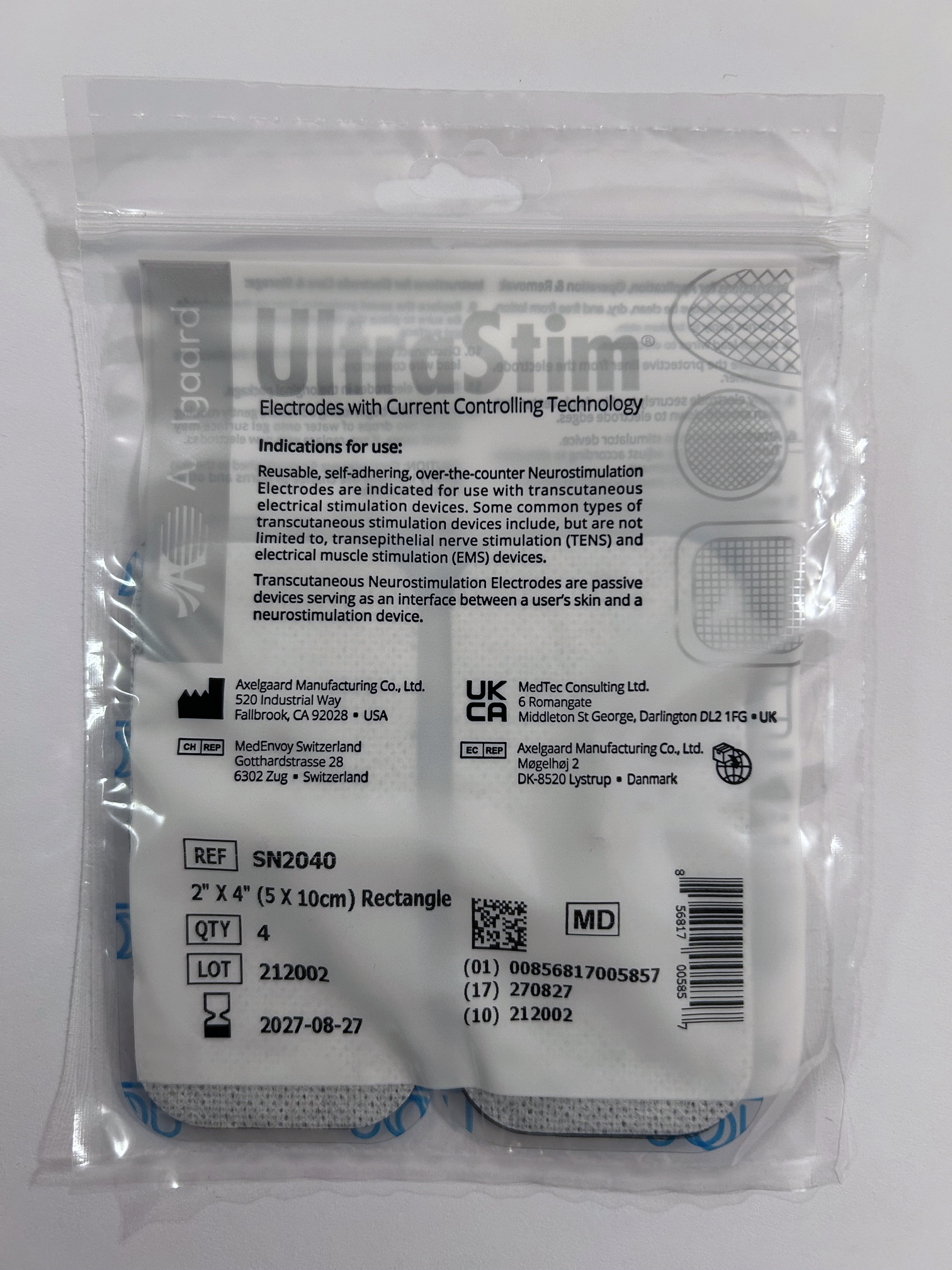 Axelgaard UltraStim® Snap rectangle 2" x 4" (5cm x 10cm) 4pcs - immagine 4